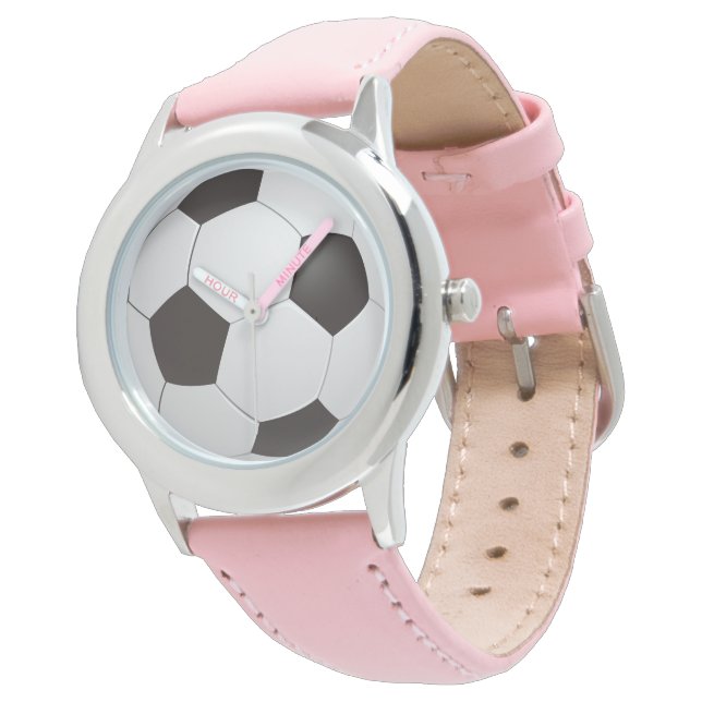 Kids Pink Soccer Ball Watch (Angled)