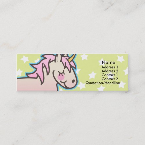 Kids Pink Unicorn Skinny Profile Cards Business Card Template
