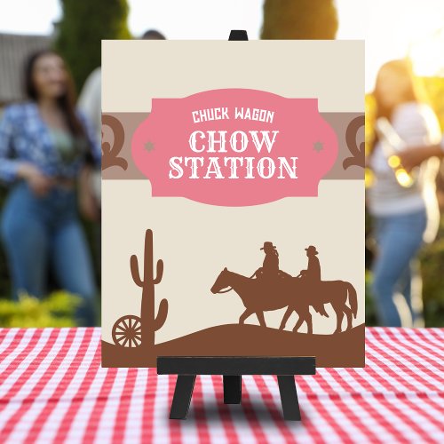 Kids Pink Western Chuck wagon chow station Sign