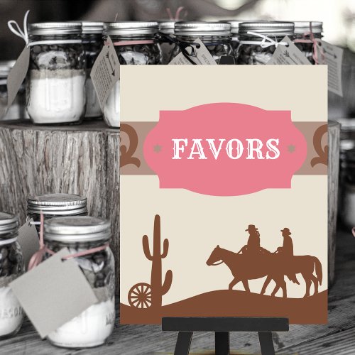 Kids Pink Western Party Favor Sign