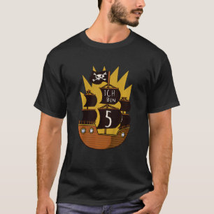 Kids Pirate 5th Birthday Boys 5 Years Pirate Ship T-Shirt