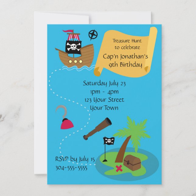 Kids Pirate Birthday Party Invitation (Front)