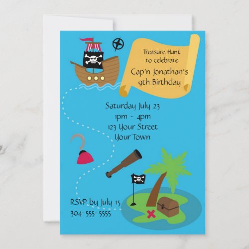 Kids Pirate Birthday Party Invitation