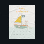 Kids Pirate Mouse Sailboat Monogram Baby Milestone Fleece Blanket<br><div class="desc">For any further customisation or any other matching items,  please feel free to contact me at yellowfebstudio@gmail.com</div>