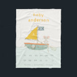Kids Pirate Mouse Sailboat Monogram Baby Milestone Fleece Blanket<br><div class="desc">For any further customisation or any other matching items,  please feel free to contact me at yellowfebstudio@gmail.com</div>