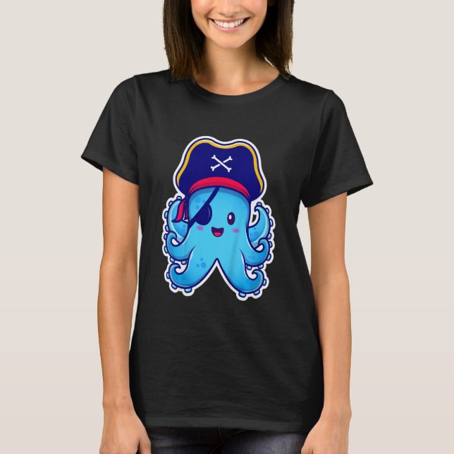 Kids Pirate Octopus cute children's design (C) T-Shirt (Front)