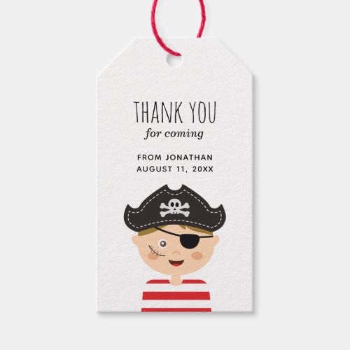 Kids pirate party Baby boy birthday thank you Gift Tags
