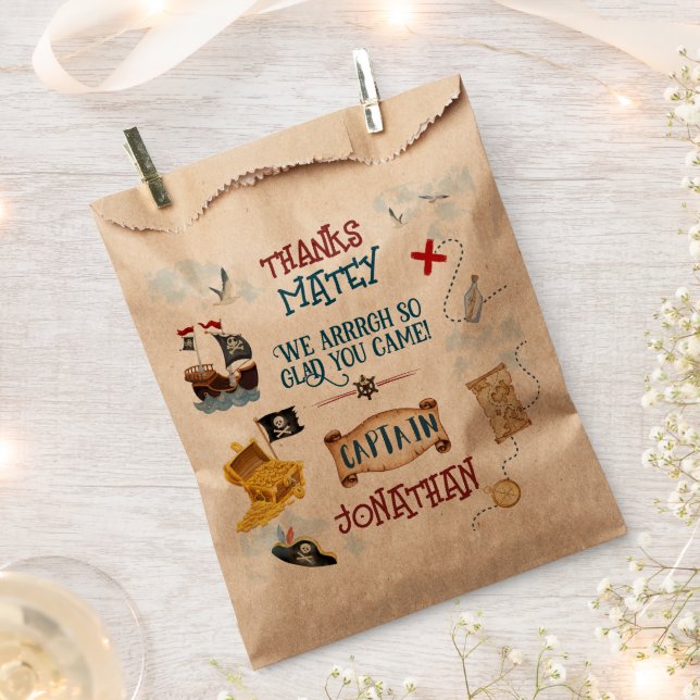 Kids pirate party birthday thank you Favor Bag (Clipped)