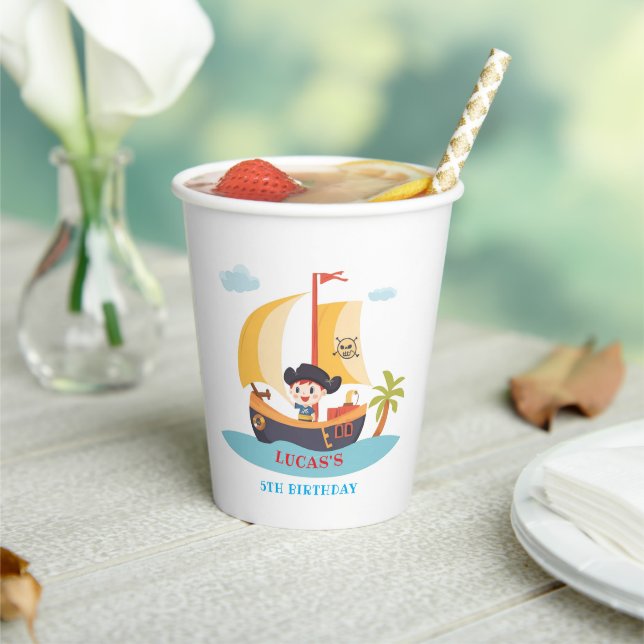 Kids Pirate Ship Birthday Party Paper Cups (Insitu)