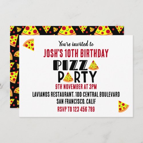 Kids Pizza Birthday Party Invitation