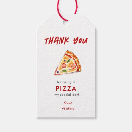 Kids PIZZA Birthday party Thank You Gift Tags