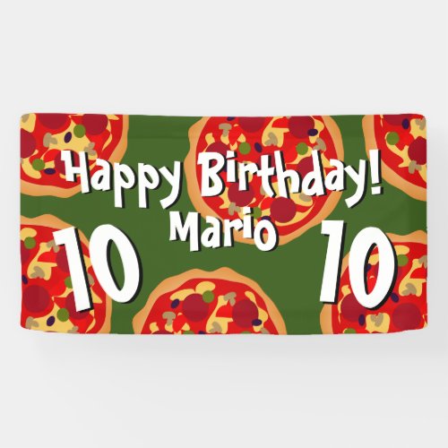 Kids pizza Birthday party welcome banner sign