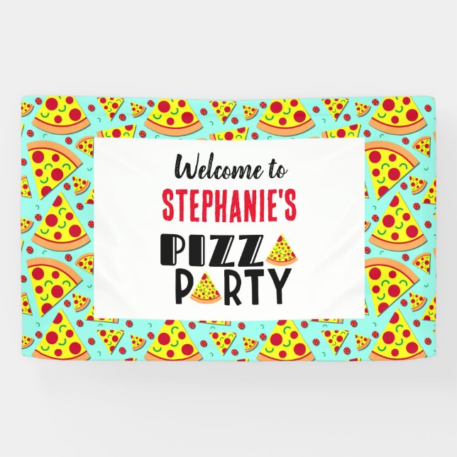 Kids Pizza Birthday Party Welcome Sign (Horizontal)