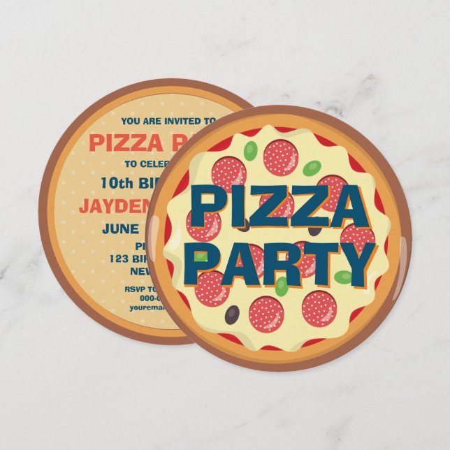 Kids Pizza Party Any Age Birthday Invitation (Front/Back)