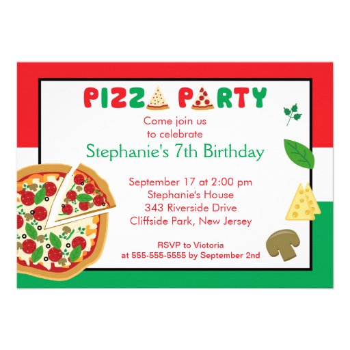 Pizza Party Birthday Invitations 4