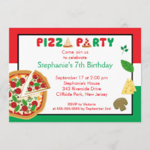 Kids Pizza Party Birthday Party Invitation