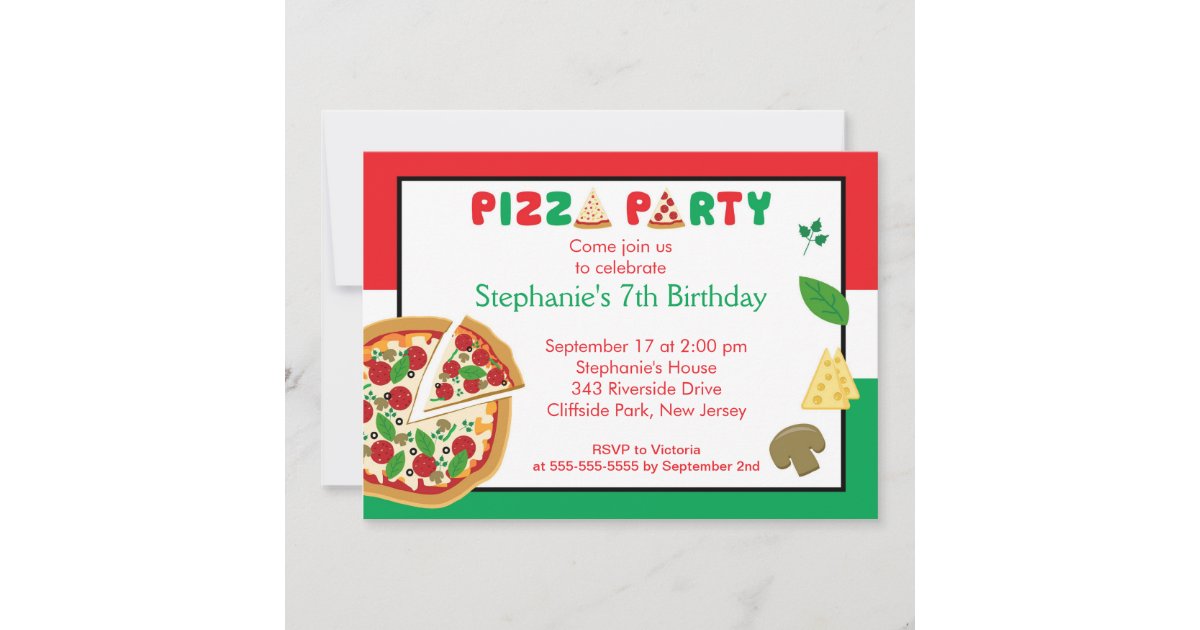 Kids Pizza Party Birthday Party Invitation | Zazzle