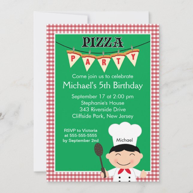 Kids Pizza Party Birthday Party Invitation (Front)