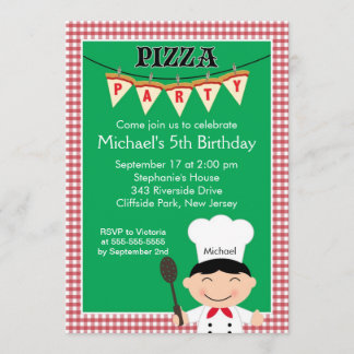 Kids Pizza Party Birthday Party Invitation