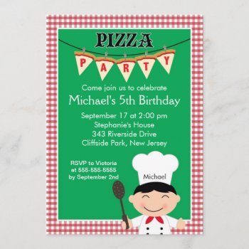 Kids Pizza Party Birthday Party Invitation by alleventsinvitations at Zazzle