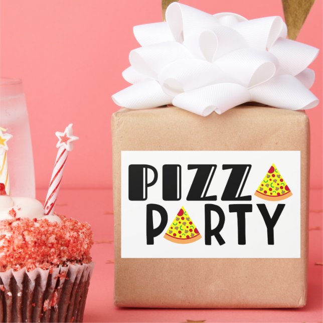 Kids Pizza Party Favor Rectangular Sticker (Party)