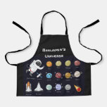 Kids Planets Astronaut Monogram Colorful Universe Apron