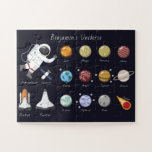 Kids Planets Astronaut Monogram Universe Toddlers Jigsaw Puzzle<br><div class="desc">Cute & appealing outer space themed Jigsaw Puzzle for the aspiring astronaut who may develop a fascination for the planets,  rockets & everything out there in the universe. Customize with your own text or child's name and let him learn about the cosmos whilst having recreational fun.</div>