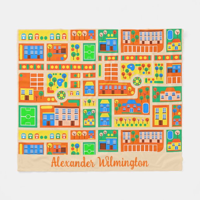 Kids Play City Fleece Blanket (Front (Horizontal))