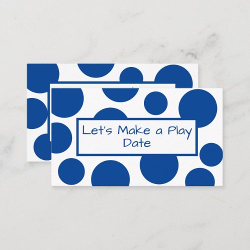 Kids Play Date Blue Polka Dot Business Card