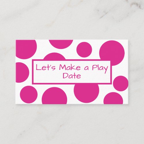 Kids Play Date Pink Polka Dot Business Card