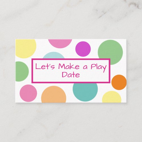 Kids Play Date Rainbow Polka Dot Business Card
