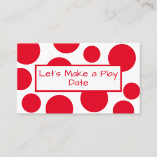 Kid's Play Date Red Polka Dot Business Card