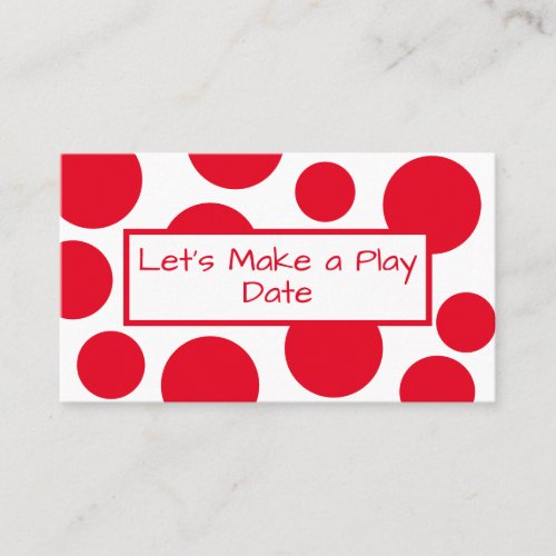 Kids Play Date Red Polka Dot Business Card