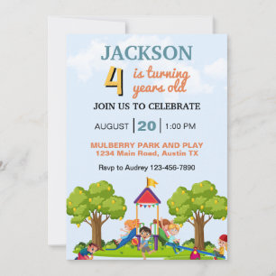 Kids Play Day in the Park Any Age Birthday Party Invitation