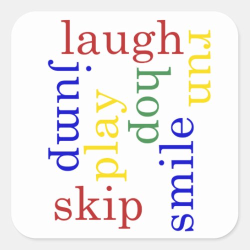 Kids Play laugh run jump Typography sticker