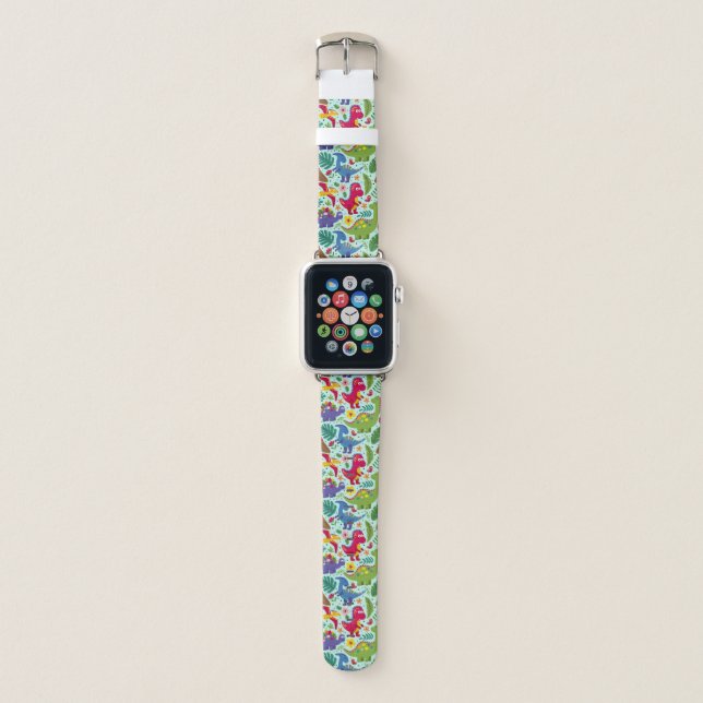 Kids Playful Dinosaurs Apple Watch Band (Front)