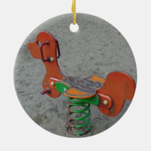 Kids Playground Orange Dog Toy in Sand Ceramic Ornament