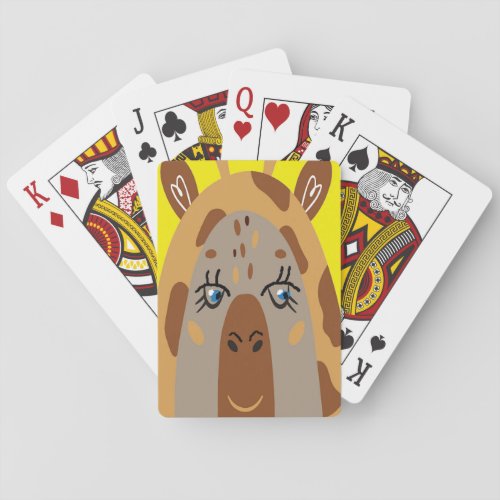 Kids Playing Cards with Comical Giraffe