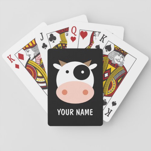 Kids playing cards with cute cow cartoon