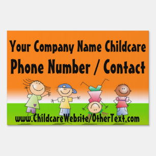 Kids Playing Childcare Daycare Yard Sign