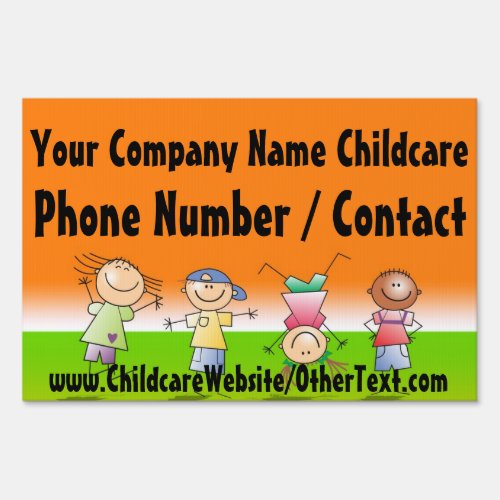 Kids Playing Childcare Daycare Yard Sign