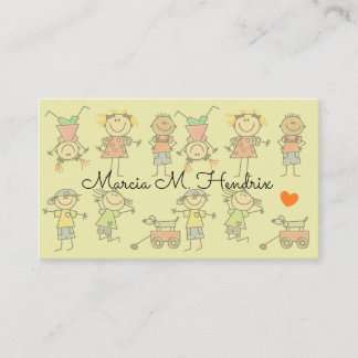 Kids Playing Fun Print Babysitting Services Business Card