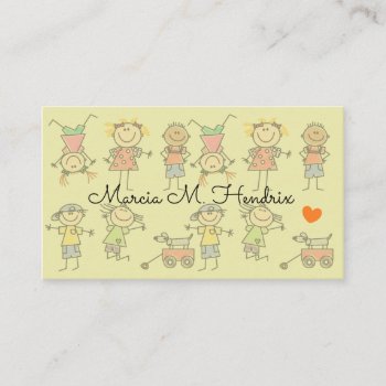 Kids Playing Fun Print Babysitting Services Business Card by HappyGabby at Zazzle