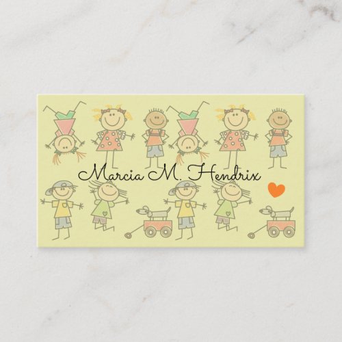 Kids Playing Fun Print Babysitting Services Business Card