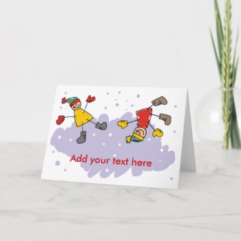 Kids Playing In The Snow Holiday Card by OneStopGiftShop at Zazzle