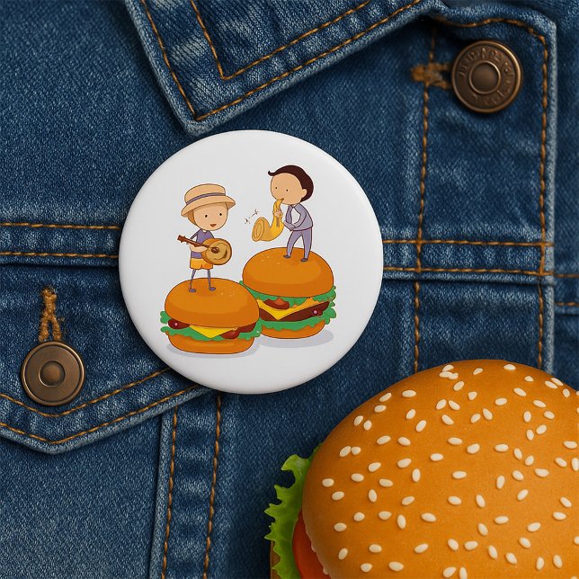 Kids Playing Music on Giant Cheeseburgers  Button (Creator Uploaded)