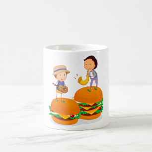 Kids Playing Music on Giant Cheeseburgers Coffee Mug