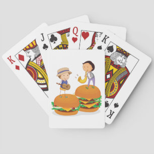 Kids Playing Music on Giant Cheeseburgers  Poker Cards