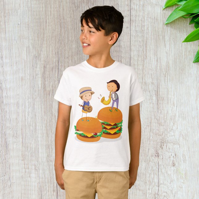 Kids Playing Music on Giant Cheeseburgers  T-Shirt (Creator Uploaded)