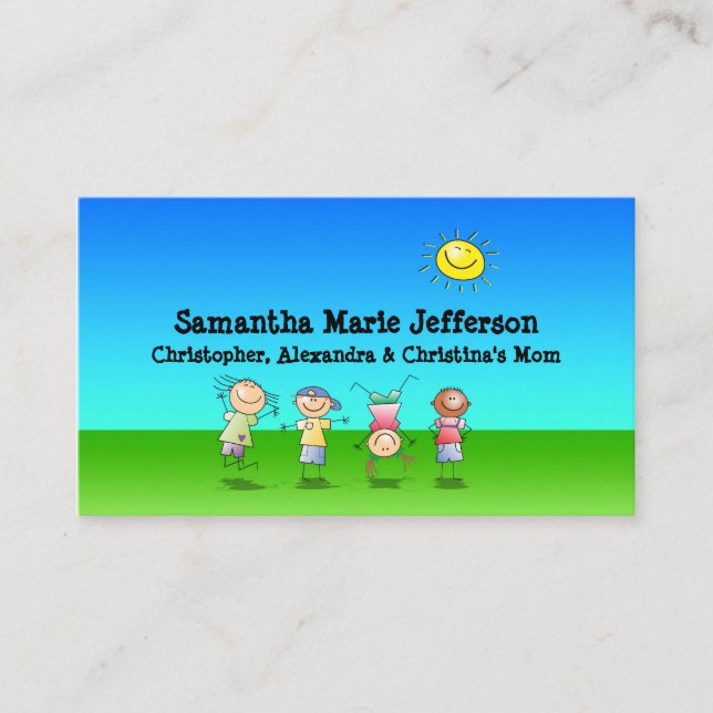 Kids Playing Outdoors Calling Card, Personal Use (Front)